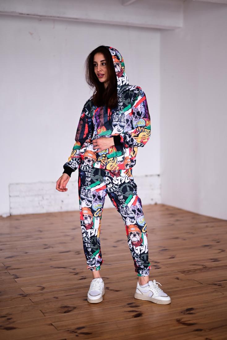 photo_2026-03-16_18-16-30 Женский Разноцветный Спортивный Костюм Худи Джоггеры - Двунитка Принтованный