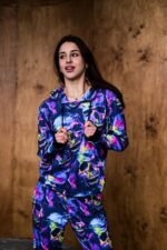 Женский Фиолетовый Спортивный Костюм Худи Джоггеры - Двунитка в Принт Черепах