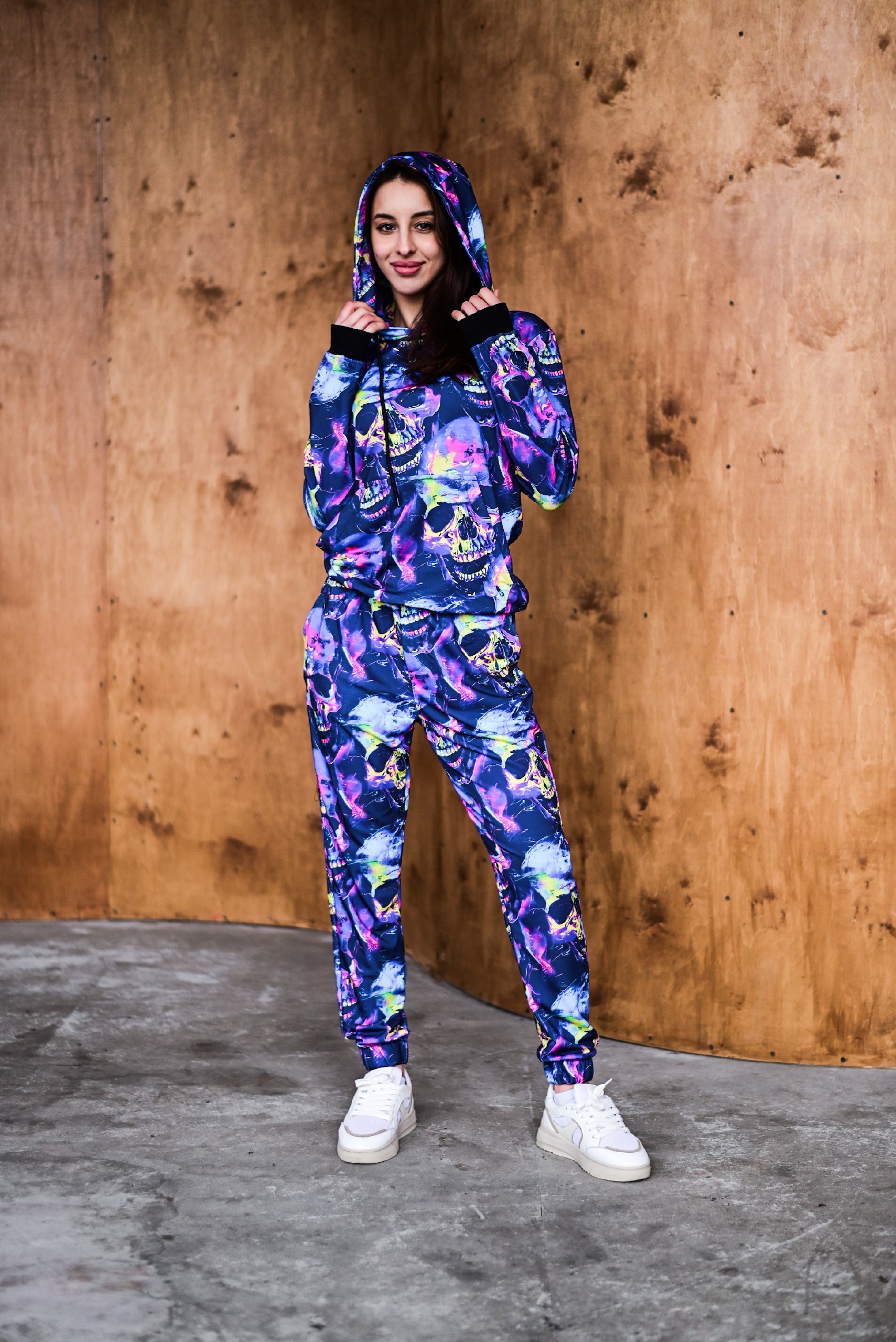 photo_2026-03-16_18-16-52 Женский Фиолетовый Спортивный Костюм Худи Джоггеры - Двунитка в Принт Черепах