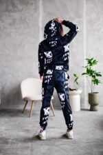 Женский Графитовый Спортивный Костюм Худи Джоггеры - Двунитка Принтованный