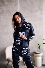 Женский Графитовый Спортивный Костюм Худи Джоггеры - Двунитка Принтованный