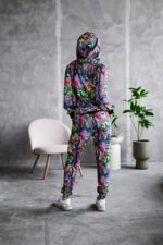 Женский Разноцветный Спортивный Костюм Худи Джоггеры - Двунитка в Принт