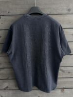 Мужская Объемная Графитовая Вареная Футболка Оверсайз с Надписью на Спине