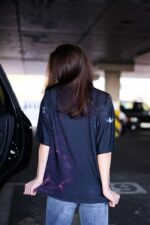 Женская Объемная Черная Футболка Оверсайз Принт Череп