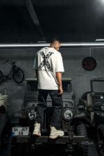 Мужская Объемная Хлопковая Белая Футболка "X" Оверсайз с Принтом на Спине