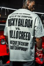 Мужская Объемная Хлопковая Белая Футболка Оверсайз с Надписью на Спине