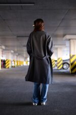 Женское Классическое Кашемировое Графитовое Пальто с Поясом