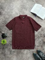 Мужская Бордовая Футболка - Классическая з Воротником Поло