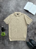 Мужская Бежевая Футболка - Классическая з Воротником Поло