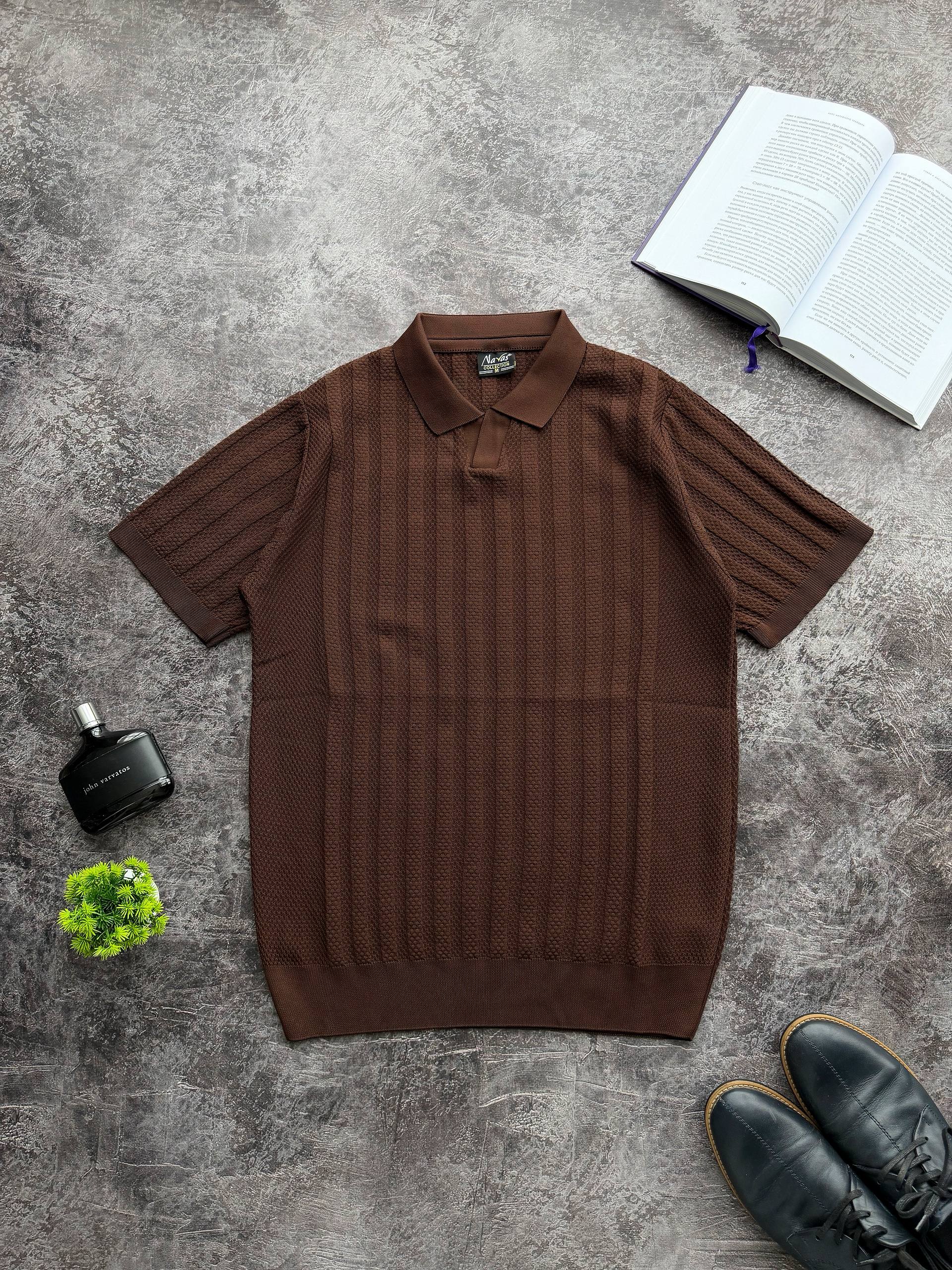 photo_2026-03-25_10-18-48 Мужская Коричневая Футболка - Классическая з Воротником Поло