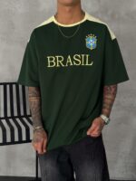 Мужская Зеленая Футболка "BRASIL" Оверсайз
