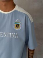 Мужская Голубая Футболка "ARGENTINA" Оверсайз