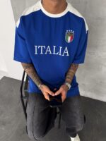 Мужская Синяя Футболка "ITALIA" Оверсайз