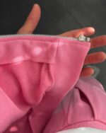 Мужской Розовый Спортивный Костюм Оверсайз на Молнии с Вышивками - Трехнитка Петля