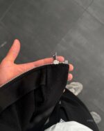 Мужской Черный Спортивный Костюм Оверсайз на Молнии с Вышивками - Трехнитка Петля