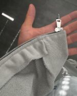 Мужской Серый Спортивный Костюм Оверсайз на Молнии с Вышивками - Трехнитка Петля