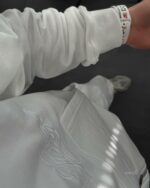 Мужской Белый Спортивный Костюм Оверсайз на Молнии с Вышивками - Трехнитка Петля