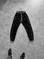 Мужские Свободные Черные Спортивные Штаны Джоггеры с Кантом - Трехнитка Петля