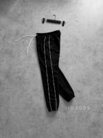 Мужские Свободные Черные Спортивные Штаны Джоггеры с Кантом - Трехнитка Петля