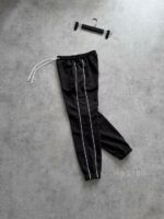 Мужские Свободные Антрацитовые Спортивные Штаны Джоггеры с Кантом - Трехнитка Петля