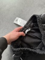 Мужские Свободные Антрацитовые Спортивные Штаны Джоггеры с Кантом - Трехнитка Петля