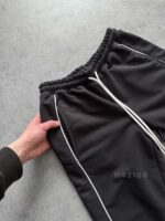 Мужские Свободные Антрацитовые Спортивные Штаны Джоггеры с Кантом - Трехнитка Петля