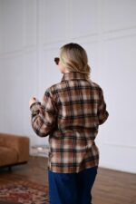 Женская Свободная Байковая Клетчатая Терракотовая Рубашка