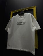 Мужская Хлопковая Белая Футболка “Need Money for Porsche” Оверсайз с Принтом Тачка на Спине