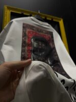 Мужская Хлопковая Белая Футболка “Need Money for Porsche” Оверсайз с Принтом Тачка на Спине