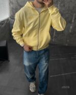 Мужское Желтое Худи Зипка на Молнии Оверсайз - Трехнитка ТЕРМОХРОМ