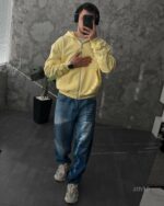 Мужское Желтое Худи Зипка на Молнии Оверсайз - Трехнитка ТЕРМОХРОМ