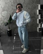 Мужское Голубое Худи Зипка на Молнии Оверсайз - Трехнитка ТЕРМОХРОМ