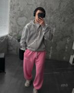 Мужское Серое Худи Зипка на Молнии Оверсайз - Трехнитка ТЕРМОХРОМ