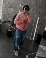 Мужское Розовое Худи Зипка на Молнии Оверсайз - Трехнитка ТЕРМОХРОМ