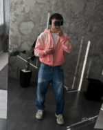 Мужское Розовое Худи Зипка на Молнии Оверсайз - Трехнитка ТЕРМОХРОМ