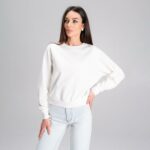 Женский Базовый Свободный Белый Свитшот Реглан