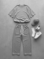 Мужской Базовый Серый Летний Костюм Свободного Кроя (Футболка + Штаны)