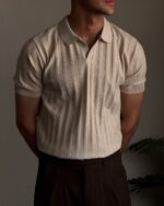 Мужская Классическая Бежевая Футболка Поло в Стиле Old Money