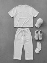 Мужской Базовый Белый Летний Костюм Свободного Кроя (Футболка + Штаны)
