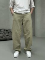 Мужские Широкие Коттоновые Штаны Брюки Багги Хаки