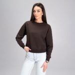 Женский Базовый Свободный Коричневый Свитшот Реглан