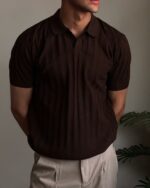 Мужская Классическая Коричневая Футболка Поло в Стиле Old Money