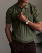 Мужская Классическая Хаки Футболка Поло в Стиле Old Money