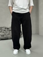 Мужские Широкие Коттоновые Черные Штаны Брюки Багги
