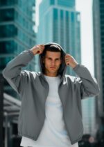 Мужская Серая Ветровка Мастерка - Базовая на Молнии с Капюшоном