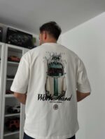 Мужская Хлопковая Белая Футболка Оверсайз с Принтом “Old Money” на Спине