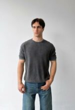 Мужская Базовая Вязаная Графитовая Футболка Варенка