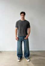 Мужская Базовая Вязаная Графитовая Футболка Варенка