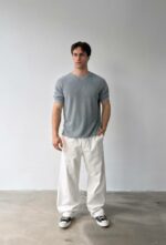 Мужская Базовая Вязаная Серая Футболка Варенка