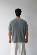 Мужская Базовая Вязаная Серая Футболка Варенка